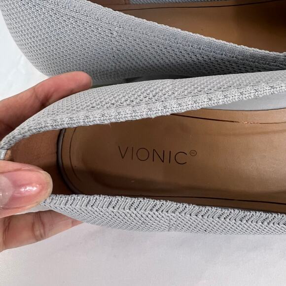 Vionic Dahila Women's Ballet Flats Size 10 Pointed Toe Skimmer Shoes Light Grey - Picture 7 of 9